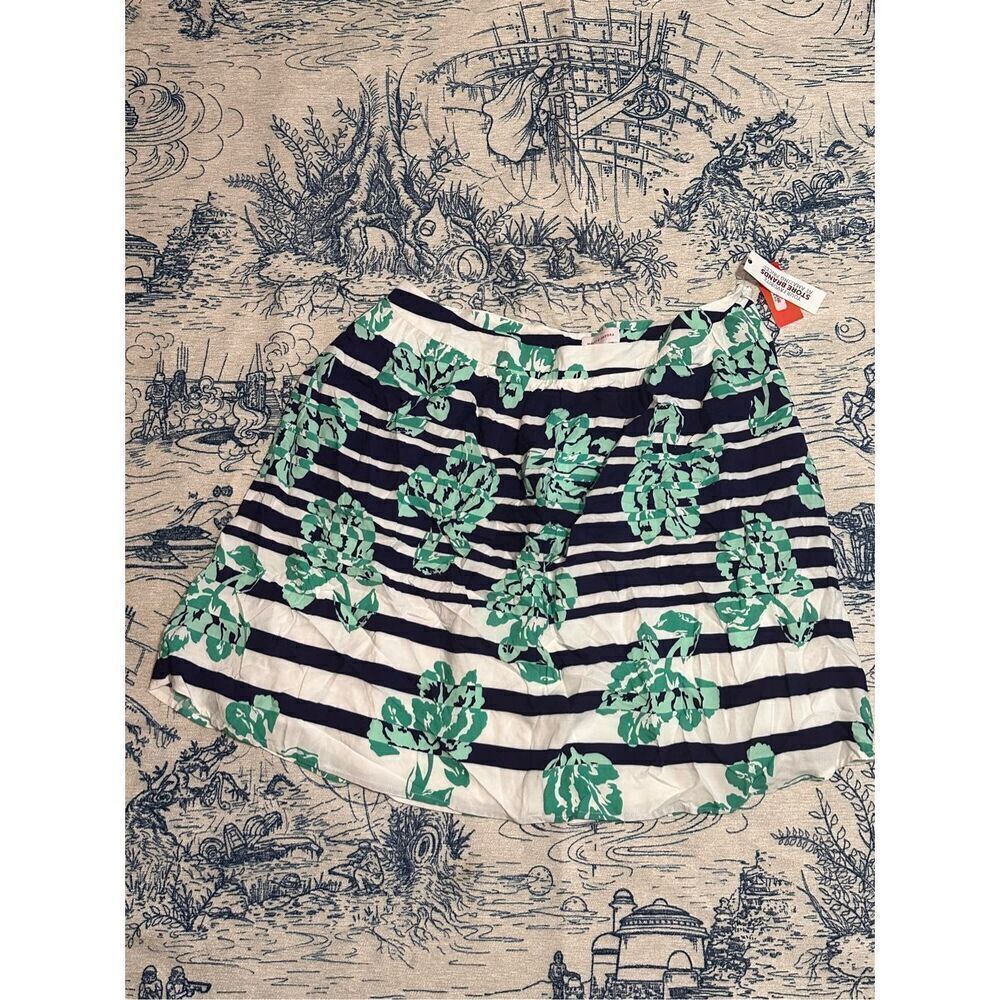 NEW WITH TAGS NWT Molly & Isadora Knee Length Floral Stripe Womens Lined Skirt F